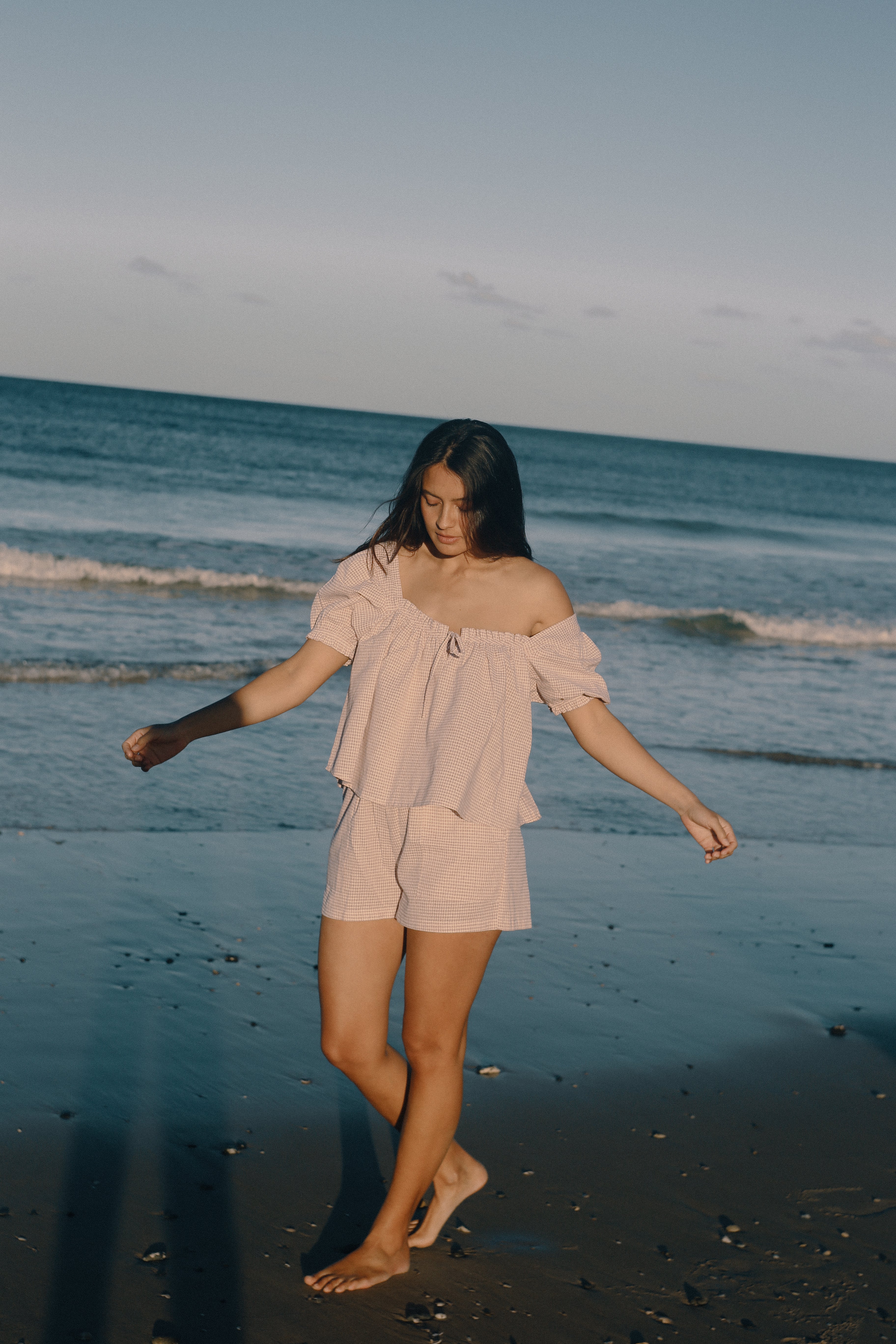 Ava Blouse Dusty Rose Check