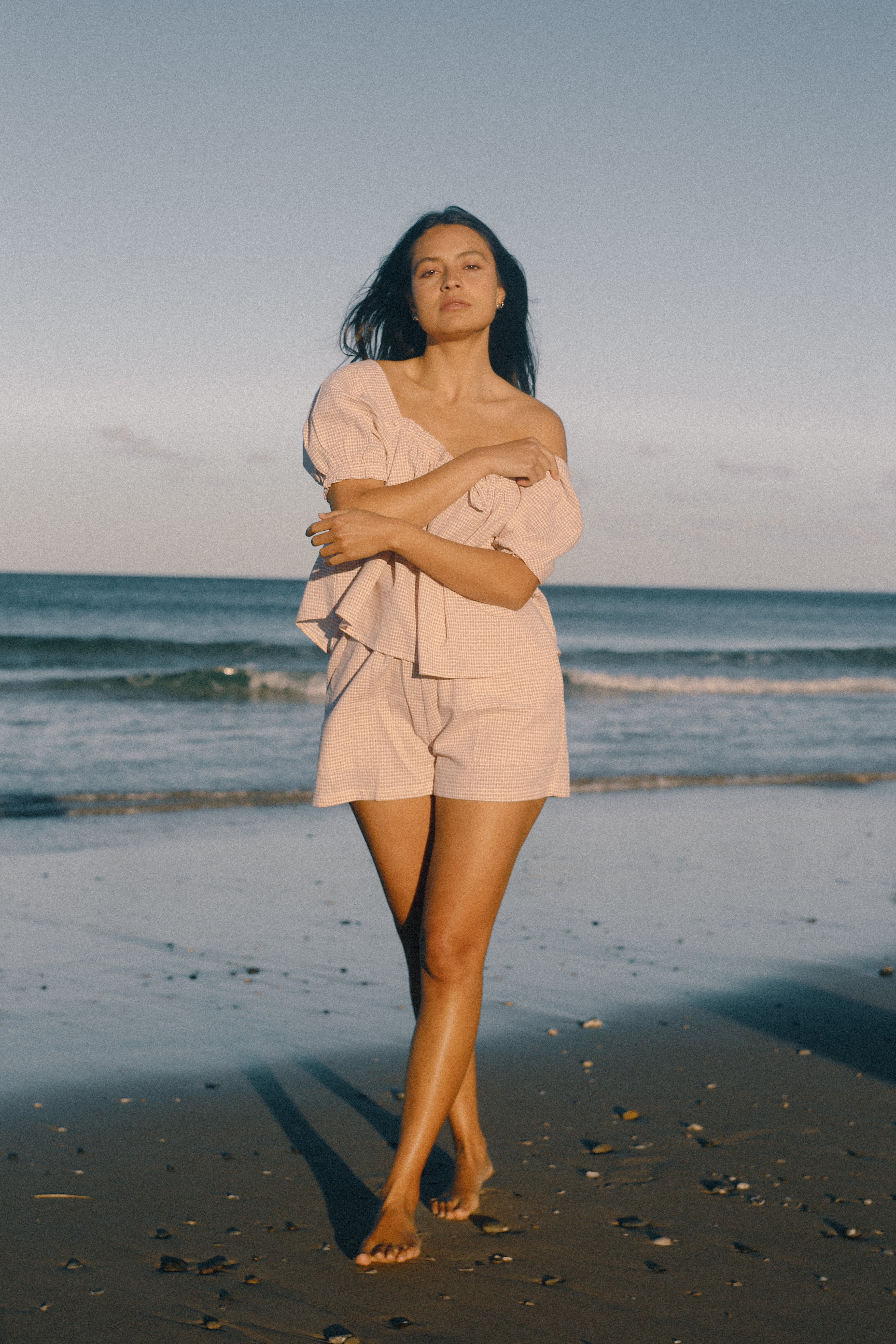 Ava Blouse Dusty Rose Check