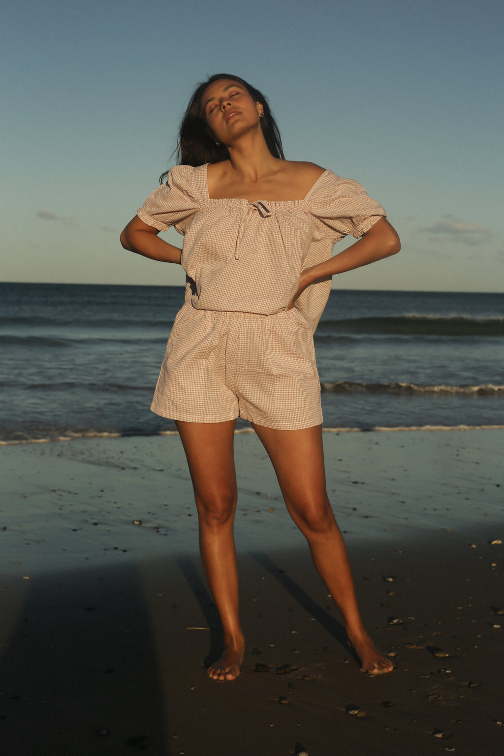 Ava Short Dusty Rose Check