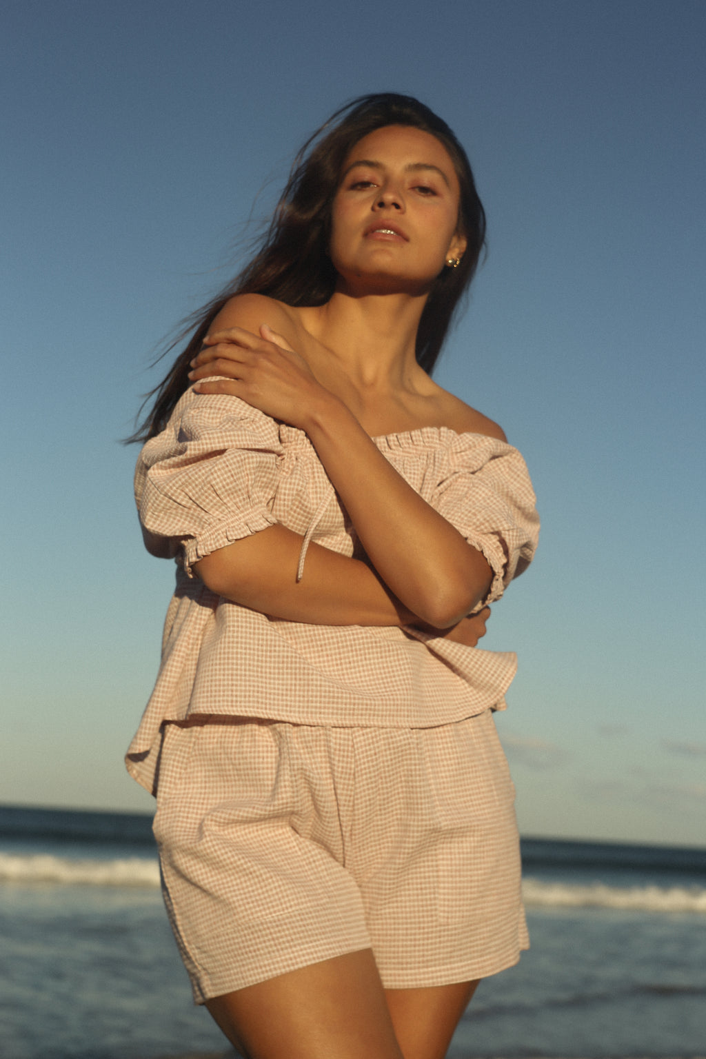 Ava Blouse Dusty Rose Check