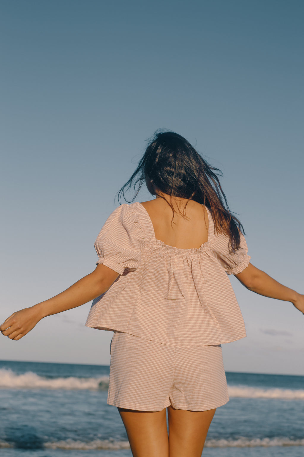 Ava Blouse Dusty Rose Check