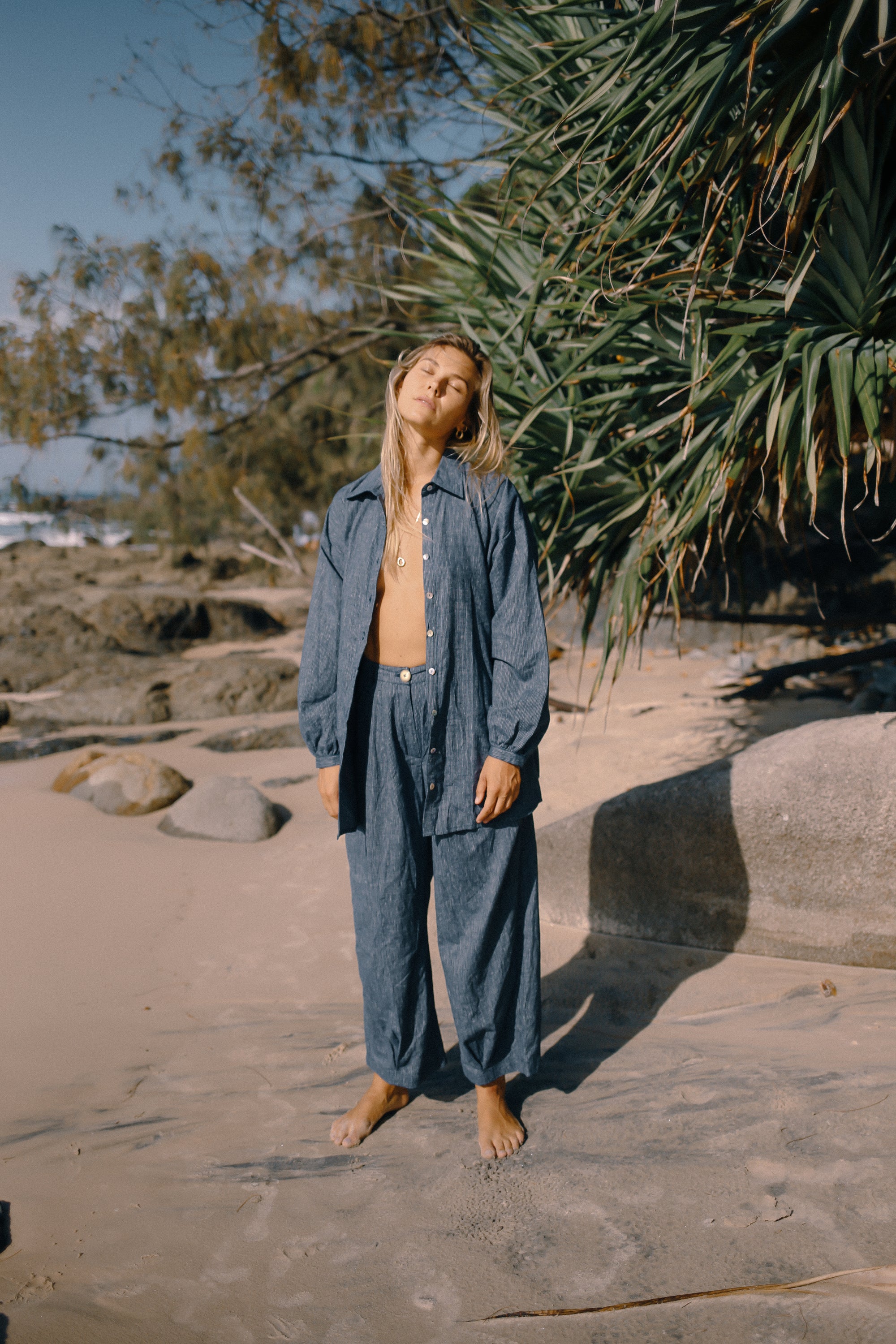 Yumi Pant Navy Pinstripe