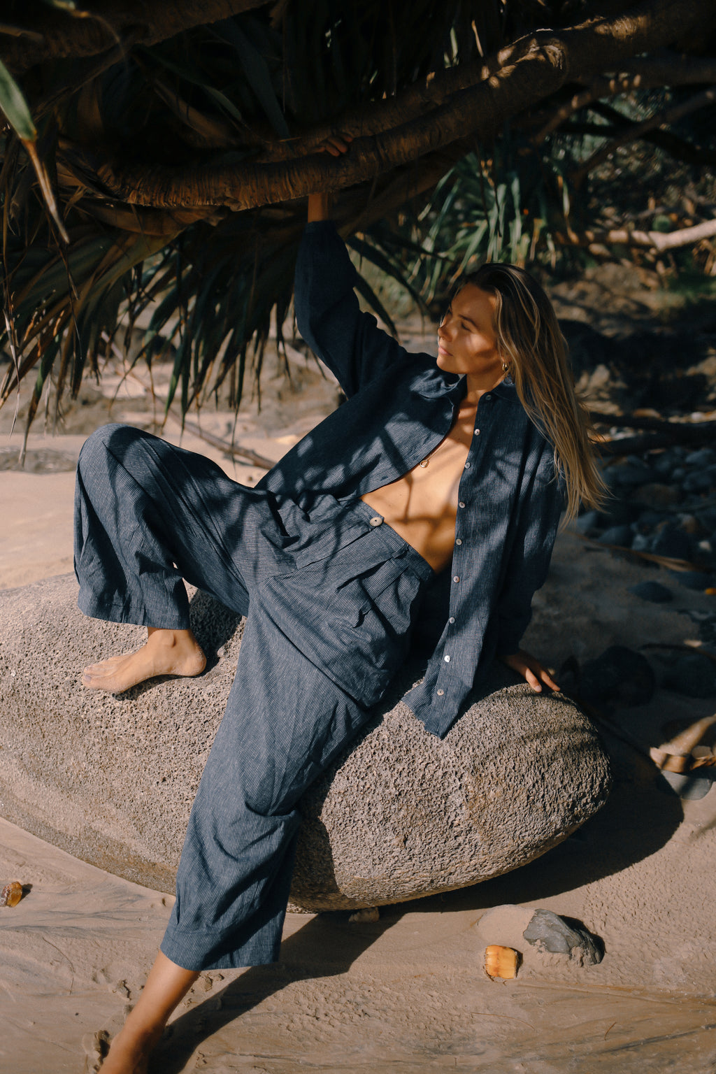 Yumi Pant Navy Pinstripe