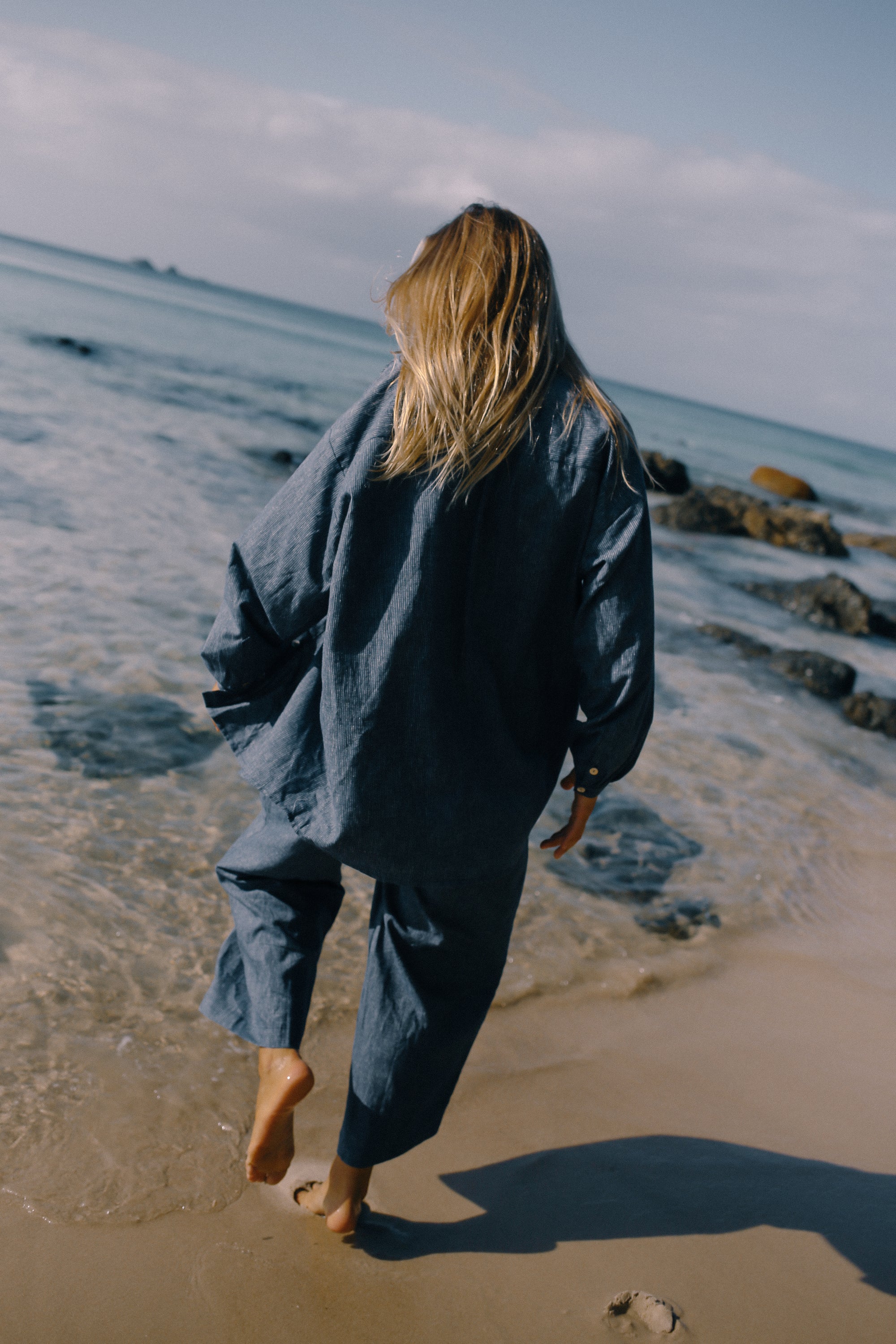 Yumi Shirt Navy Pinstripe