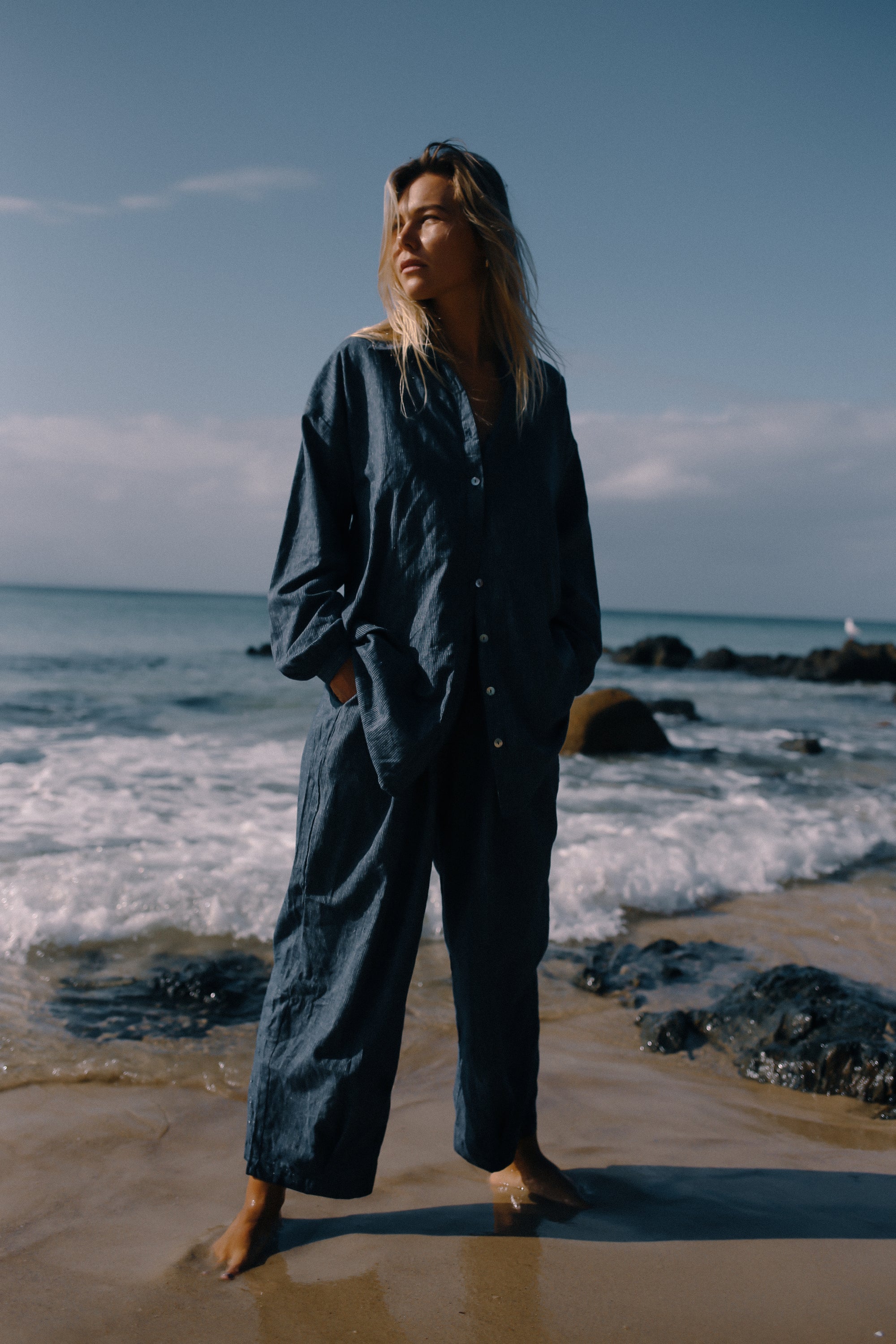 Yumi Pant Navy Pinstripe
