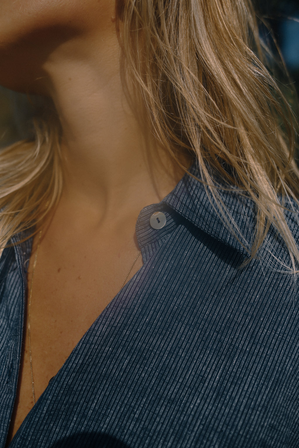 Yumi Shirt Navy Pinstripe
