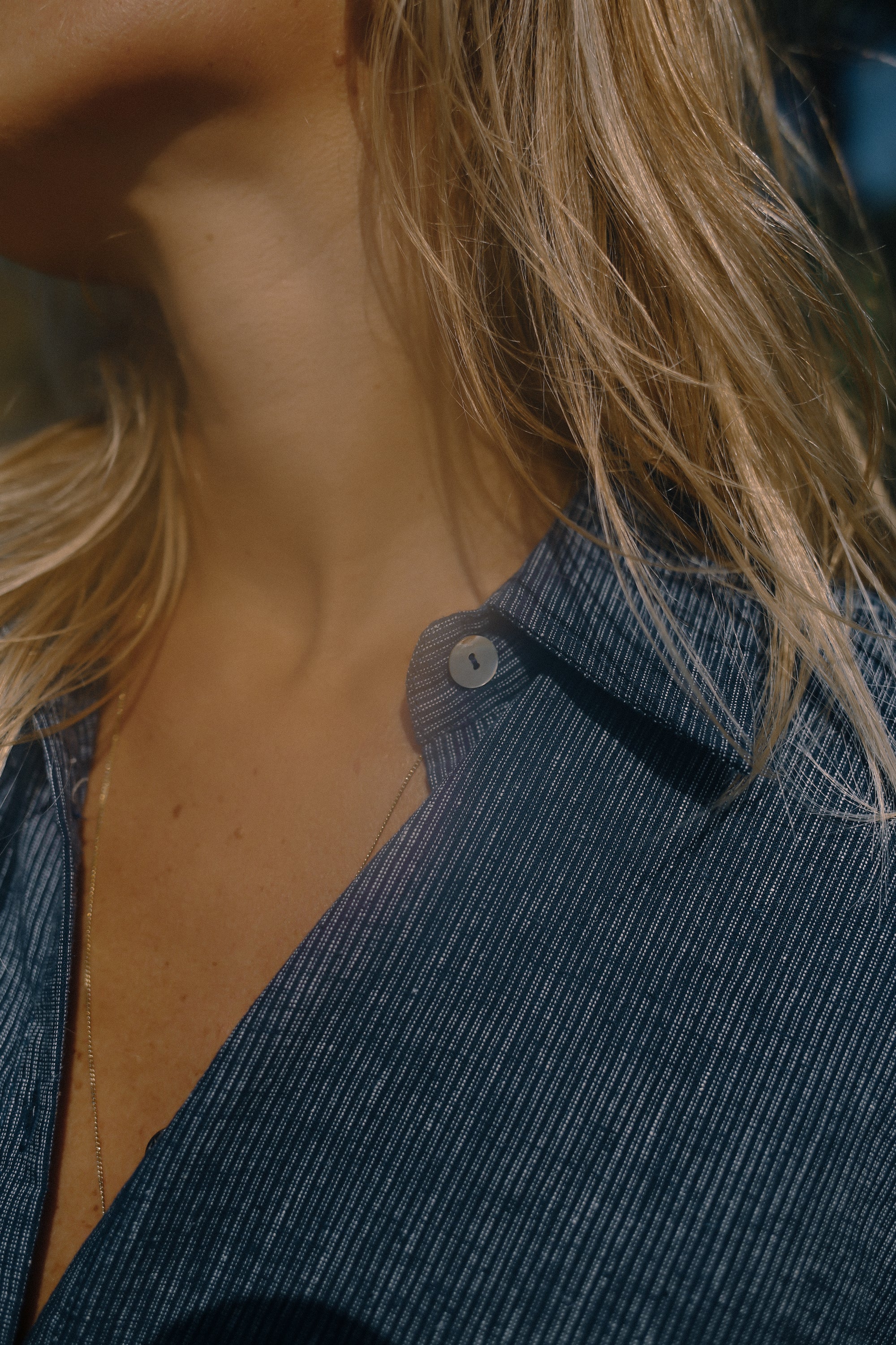Yumi Shirt Navy Pinstripe