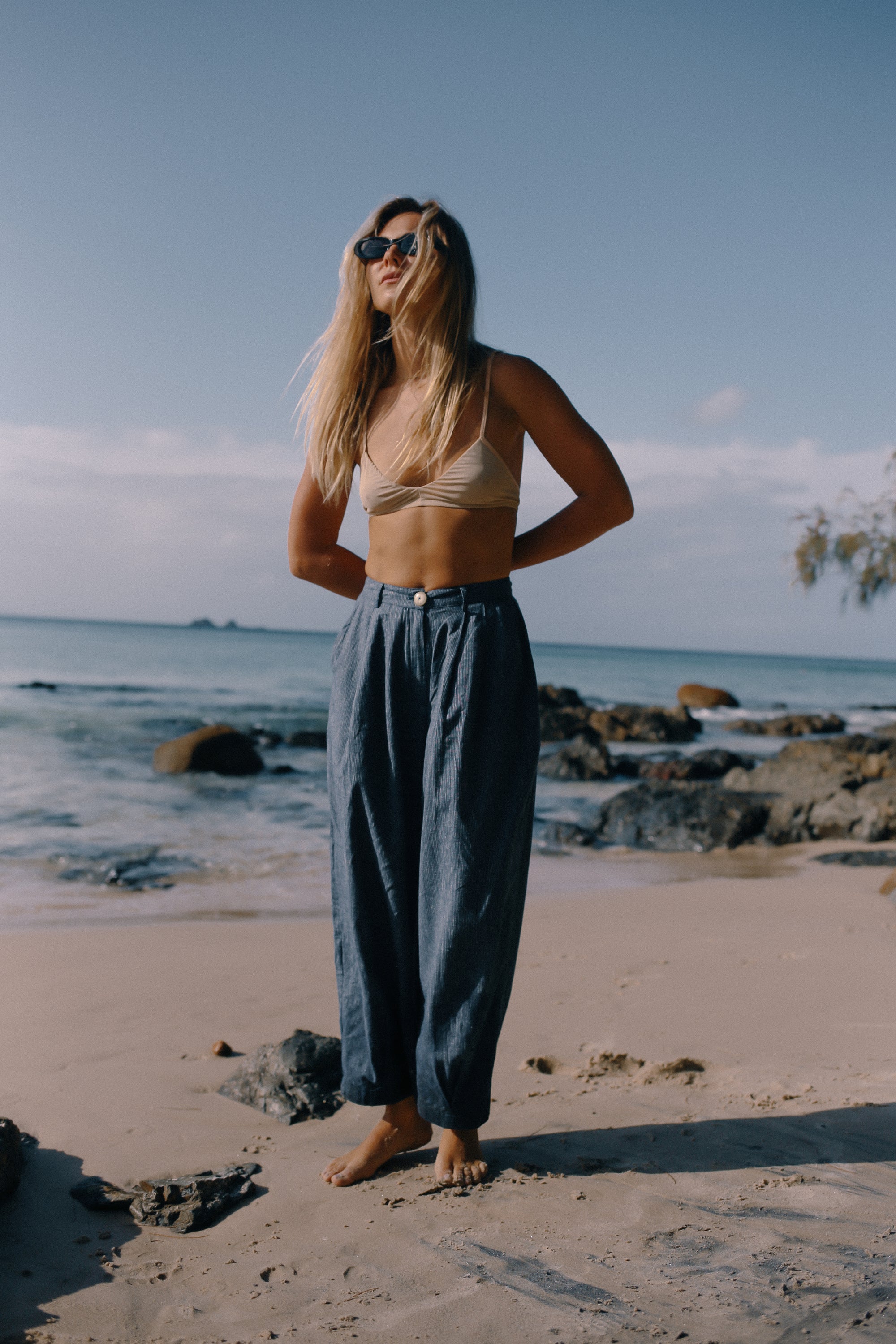 Yumi Pant Navy Pinstripe