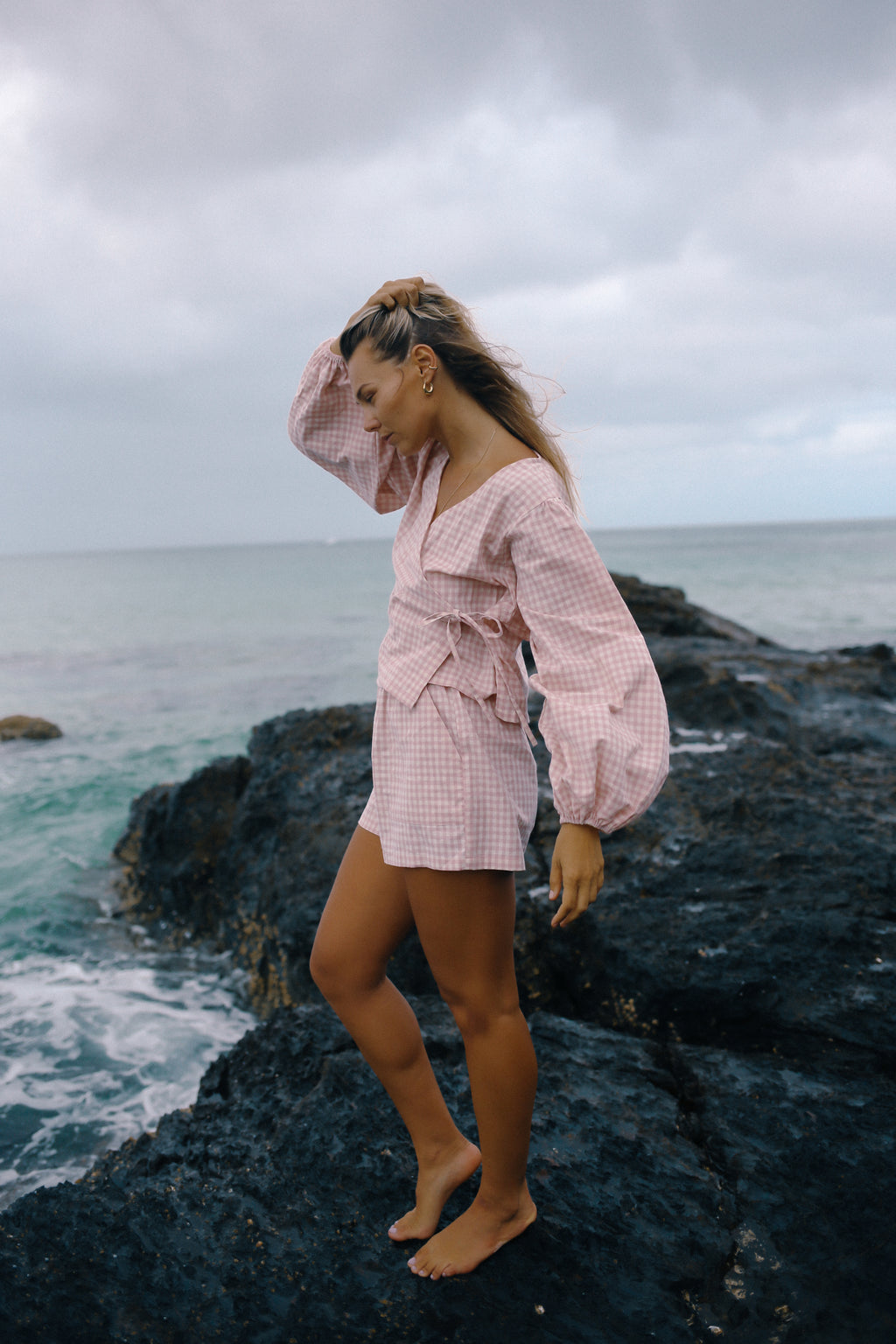 Ella Wrap Top Pink Gingham