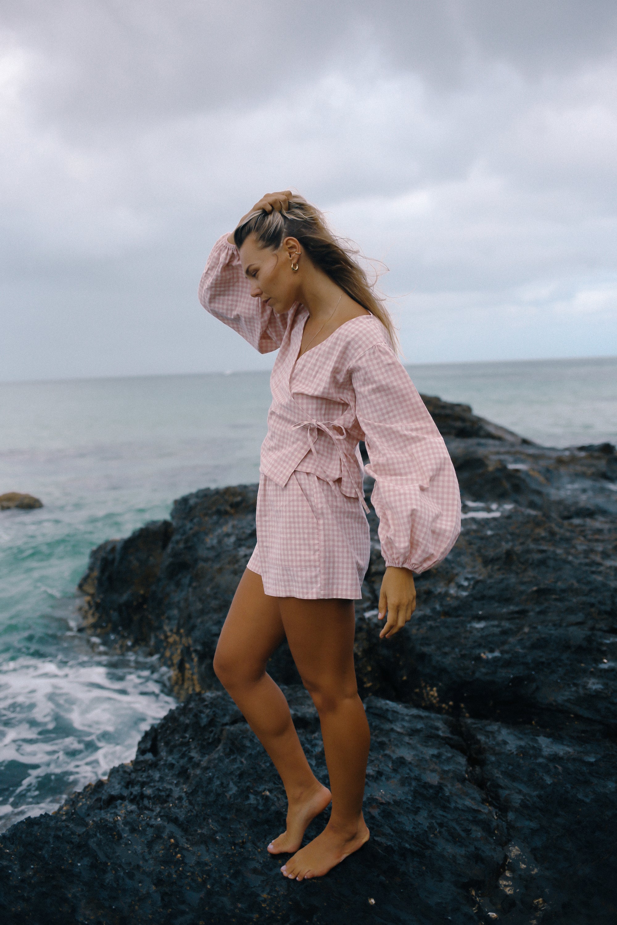Ella Wrap Top Pink Gingham