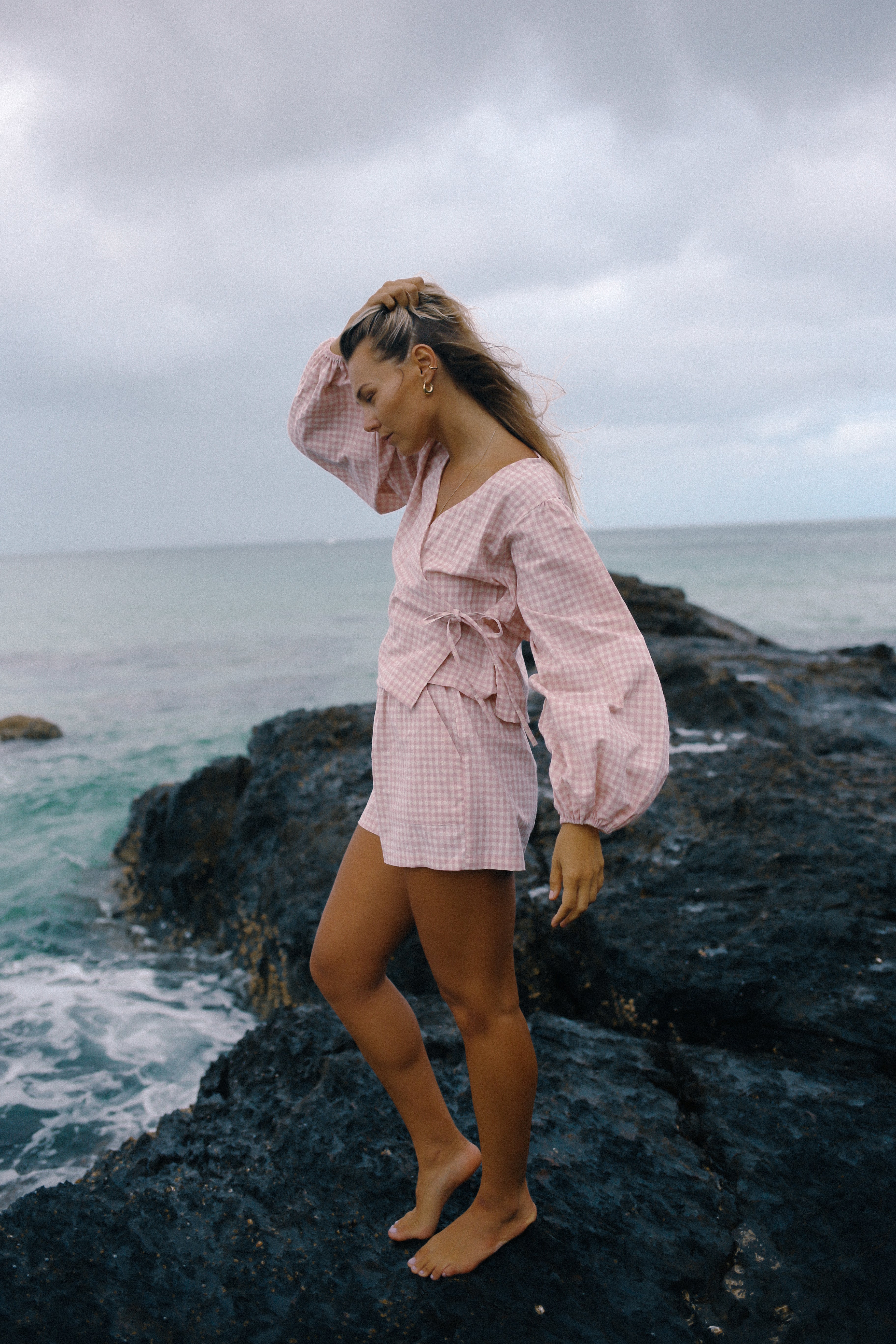 Ella Wrap Top Pink Gingham