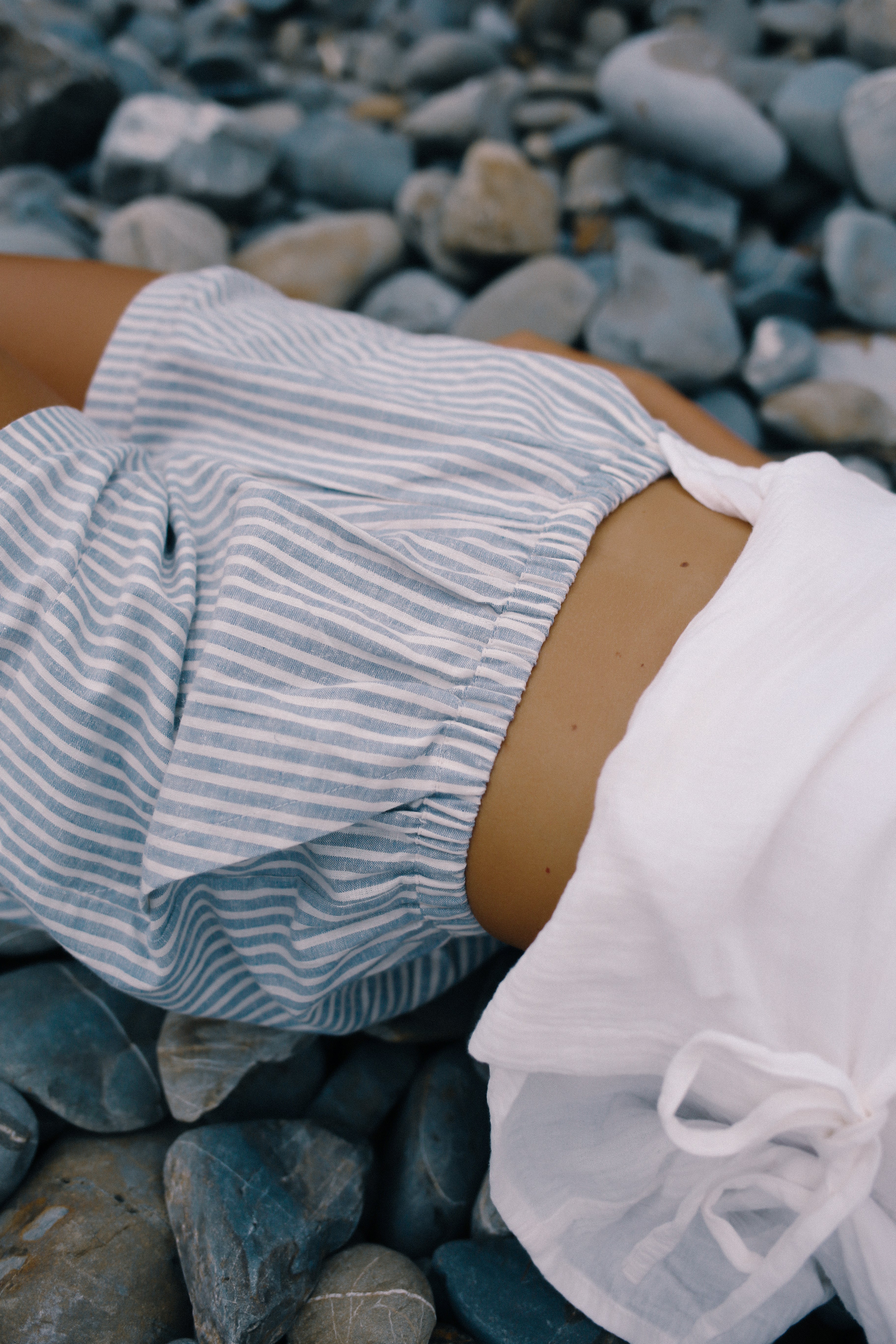 Ava Short Washed Blue Stripe