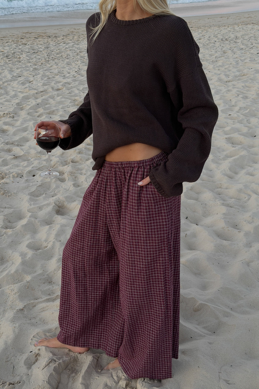 Ivy Pant Fig Hemp Check (PRE ORDER)