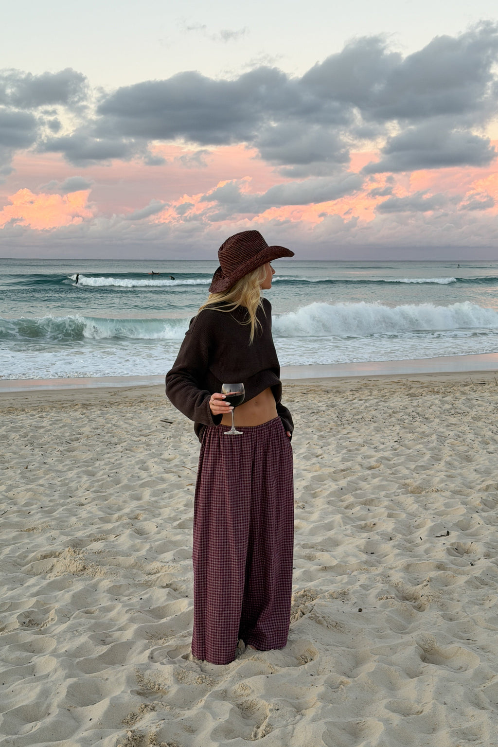 Ivy Pant Fig Hemp Check (PRE ORDER)